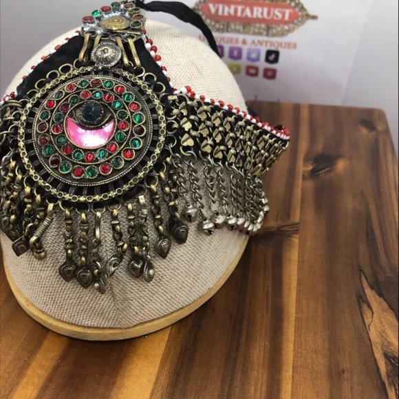 Vintage Headpiece Afghan headpiece, Hair Jewelry, Headpiece Jewelry, Tribal - Picture 2 of 7